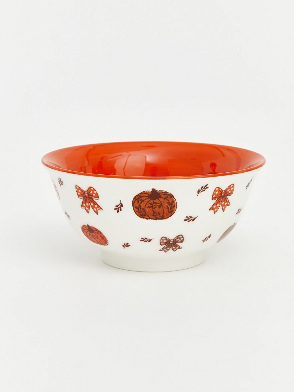 Pumpkin And Bow Patterned Ceramic Bowl-1