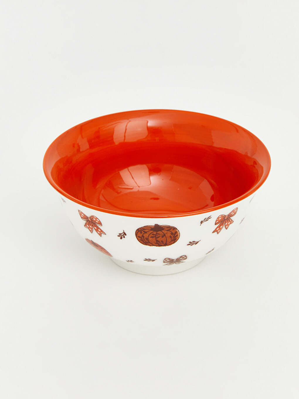 Pumpkin And Bow Patterned Ceramic Bowl-2