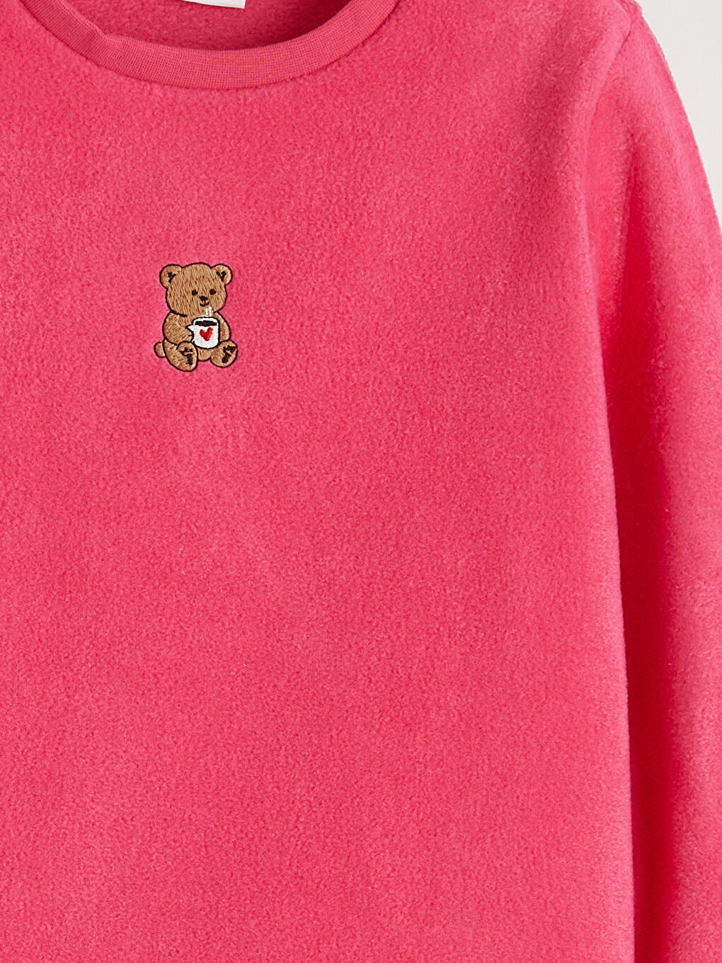 Fuşya Nakış Detaylı Polar Kız Çocuk Pijama Takım-5