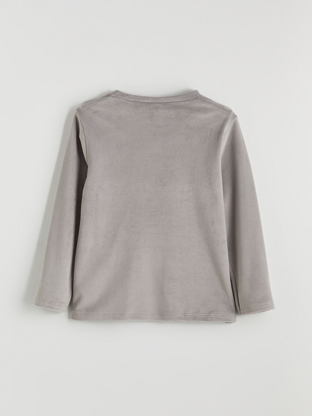 Gri Bisiklet Yaka Los Angeles Nakışlı Kız Çocuk Kadife Pijama Takım-3