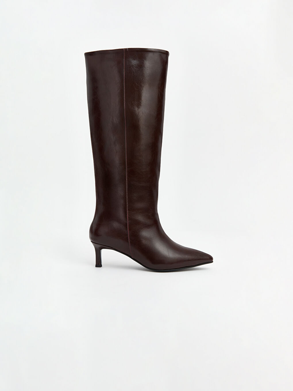 Bordo Sivri Burunlu Kadın Topuklu Kadın Çizme-1