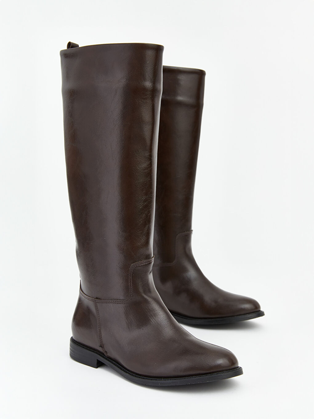 Kahverengi Deri Görünümlü Kadın Çizme-1