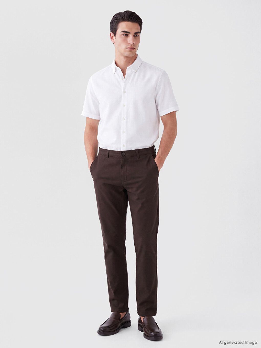 Kahverengi Regular Fit Gabardin Erkek Chino Pantolon-2