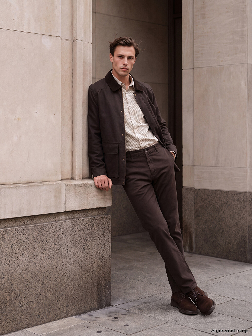 Kahverengi Regular Fit Gabardin Erkek Chino Pantolon