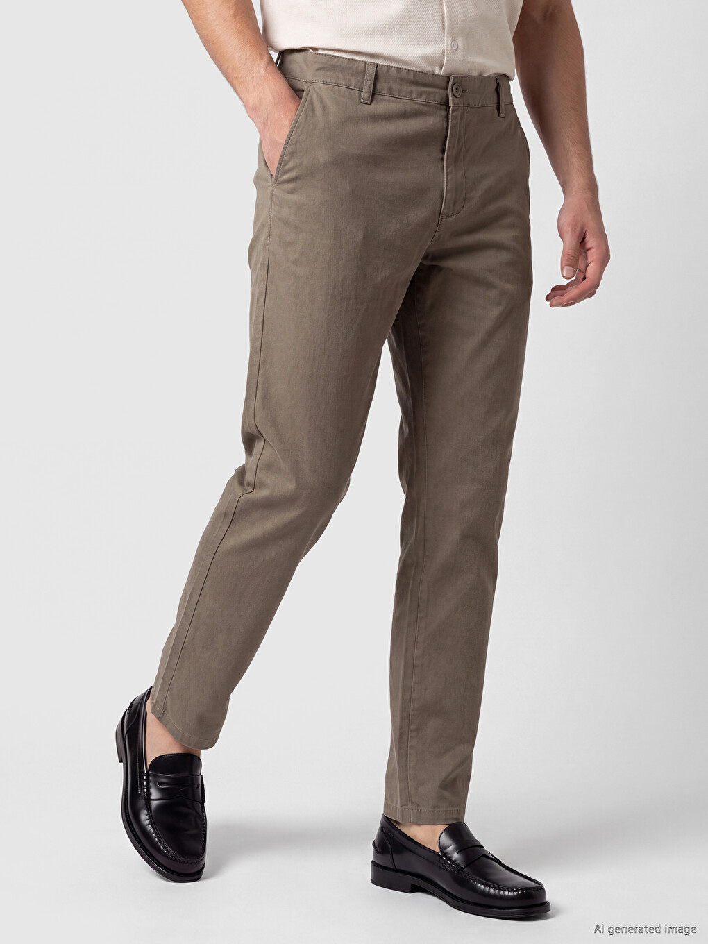 Kahverengi Regular Fit Gabardin Erkek Chino Pantolon