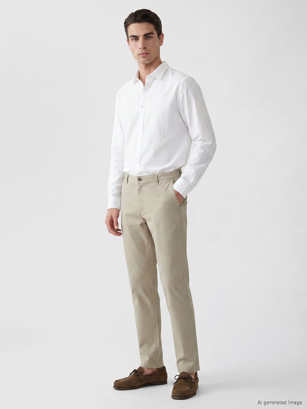 Haki Regular Fit Gabardin Erkek Chino Pantolon-1