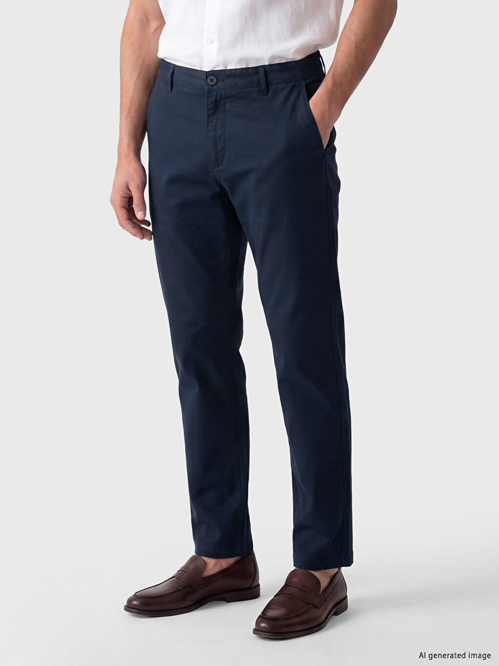 Lacivert Regular Fit Gabardin Erkek Chino Pantolon-1