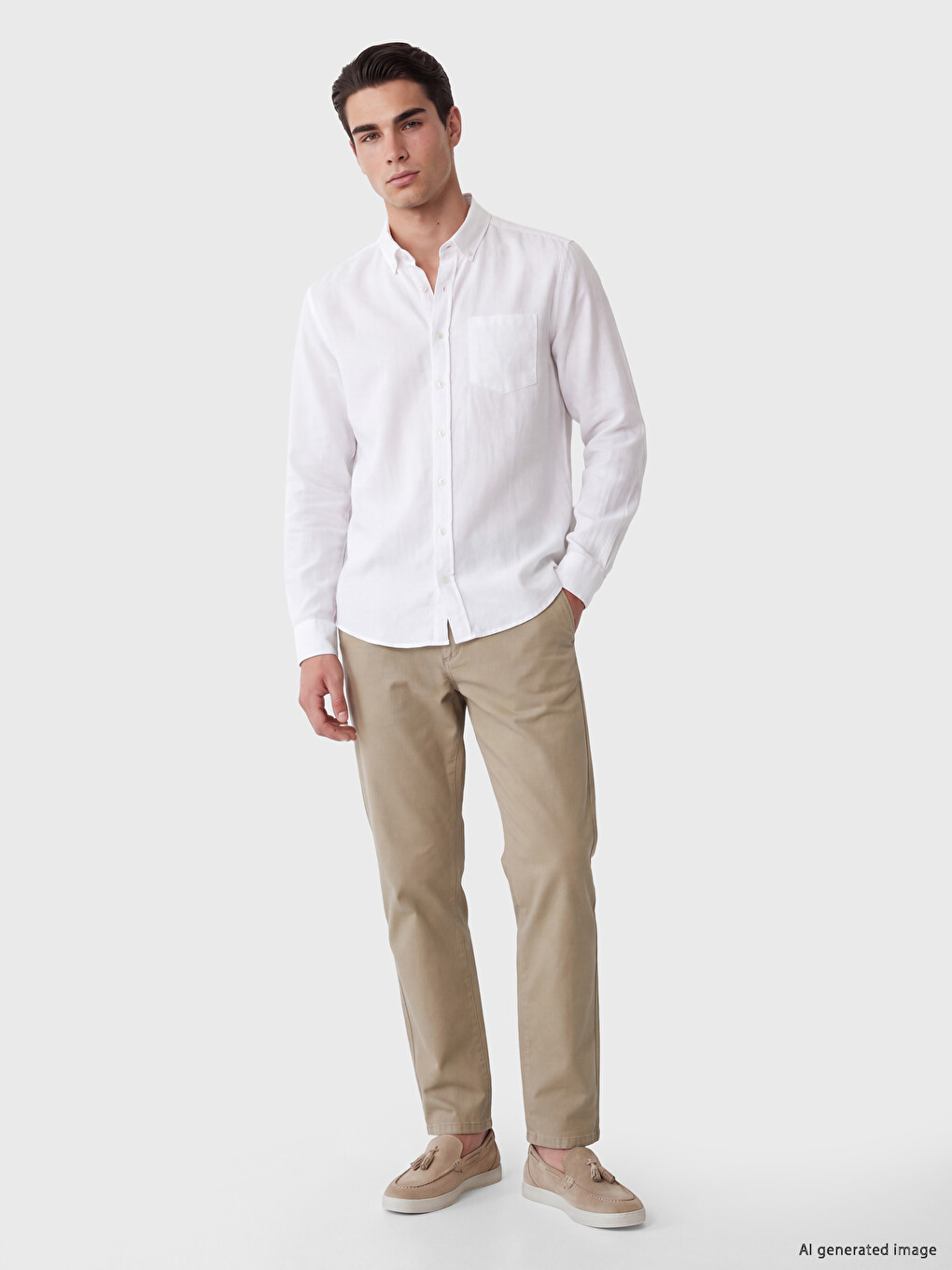Haki Regular Fit Gabardin Erkek Chino Pantolon-1