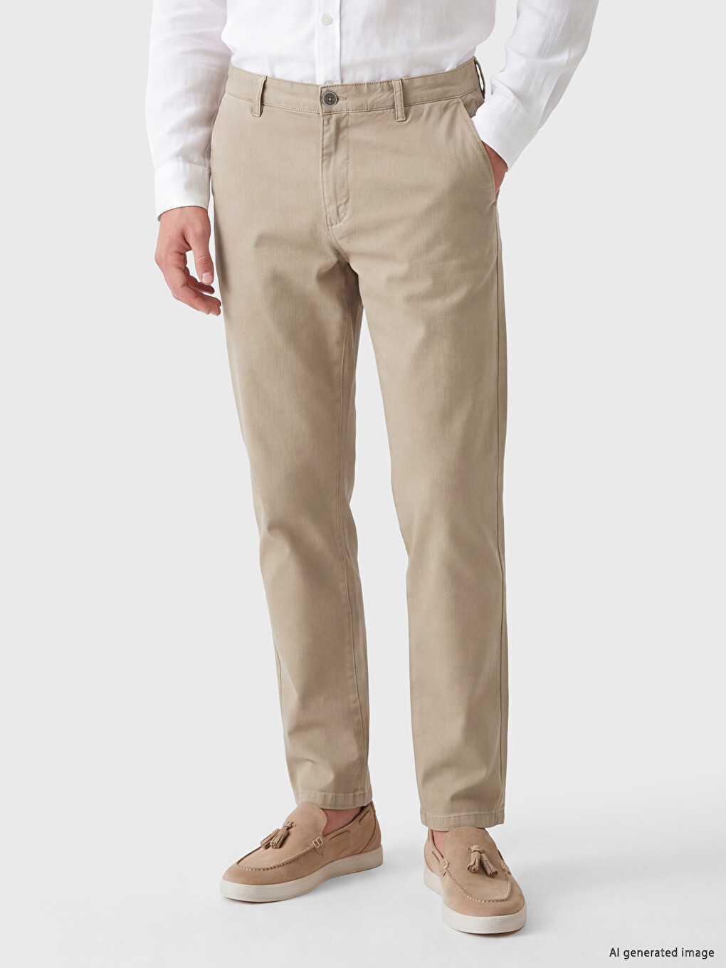 Haki Regular Fit Gabardin Erkek Chino Pantolon-2