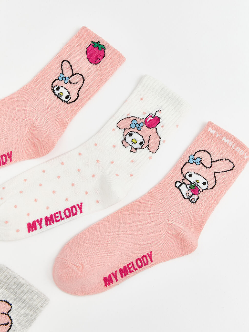 Pembe My Melody Desenli Kız Çocuk Soket Çorap 5'li-1
