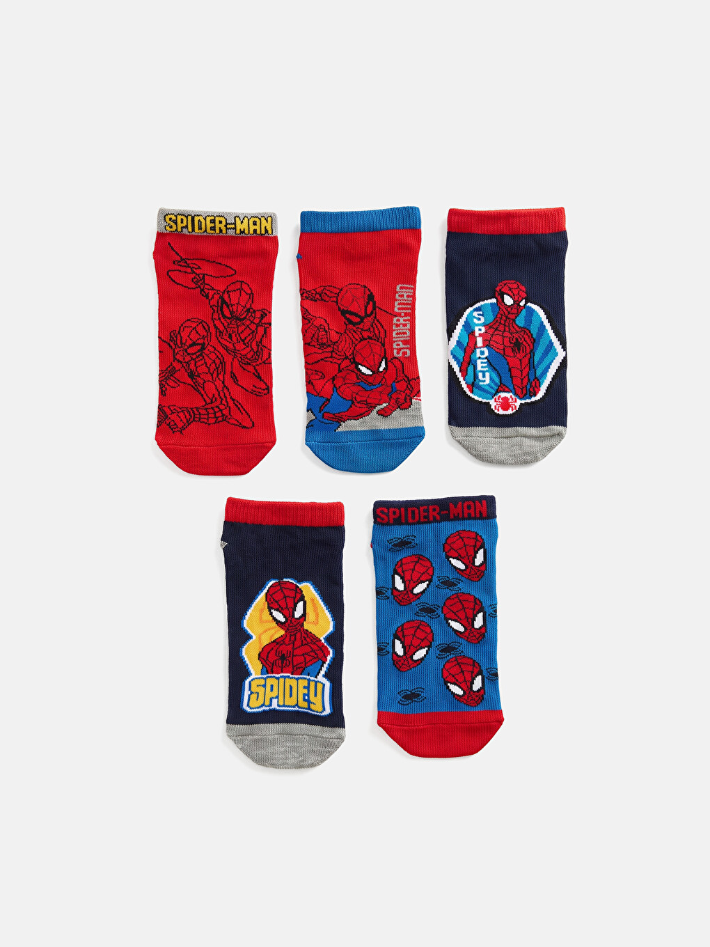 Spider-man Printed Boys' Trainer Socks 5 Pack