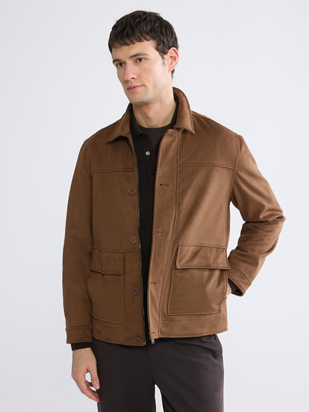 Kahverengi Standart Kalıp Erkek Mont