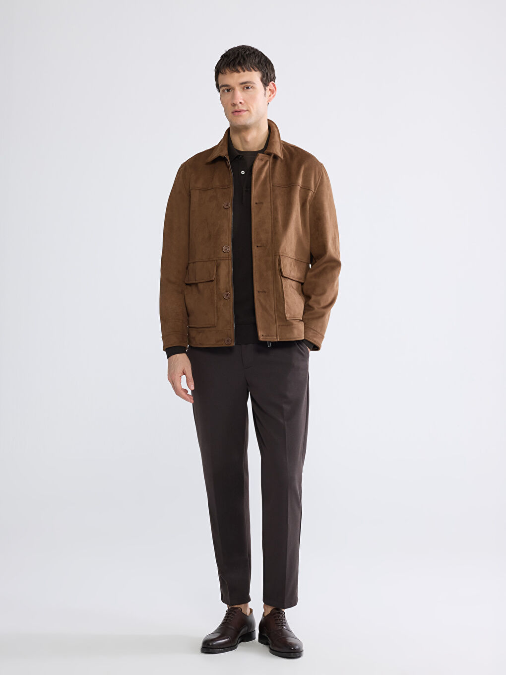 Kahverengi Standart Kalıp Erkek Mont-1