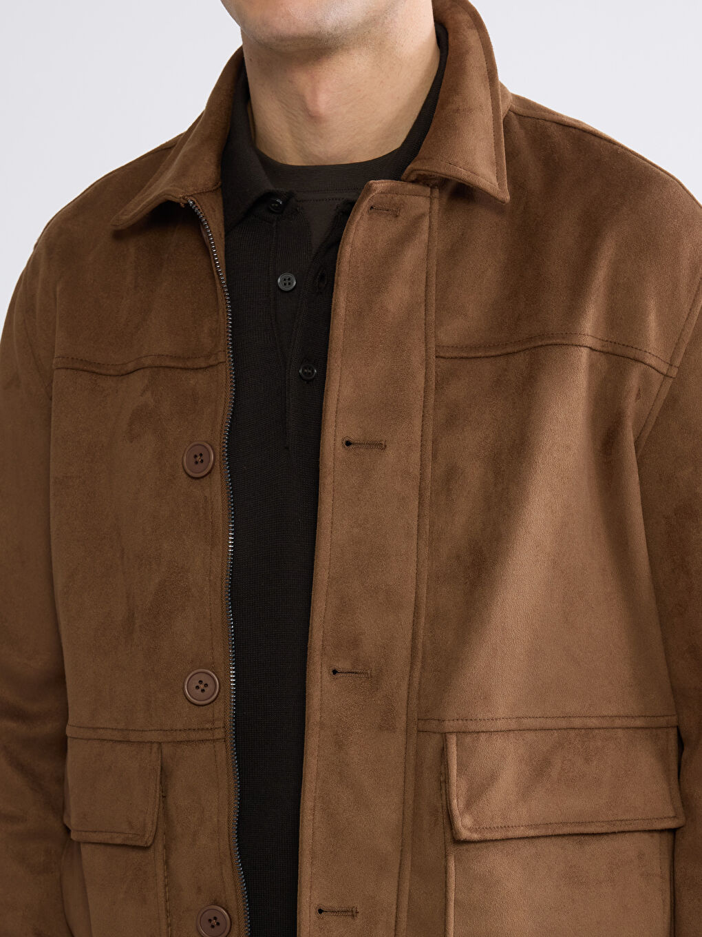 Kahverengi Standart Kalıp Erkek Mont-2