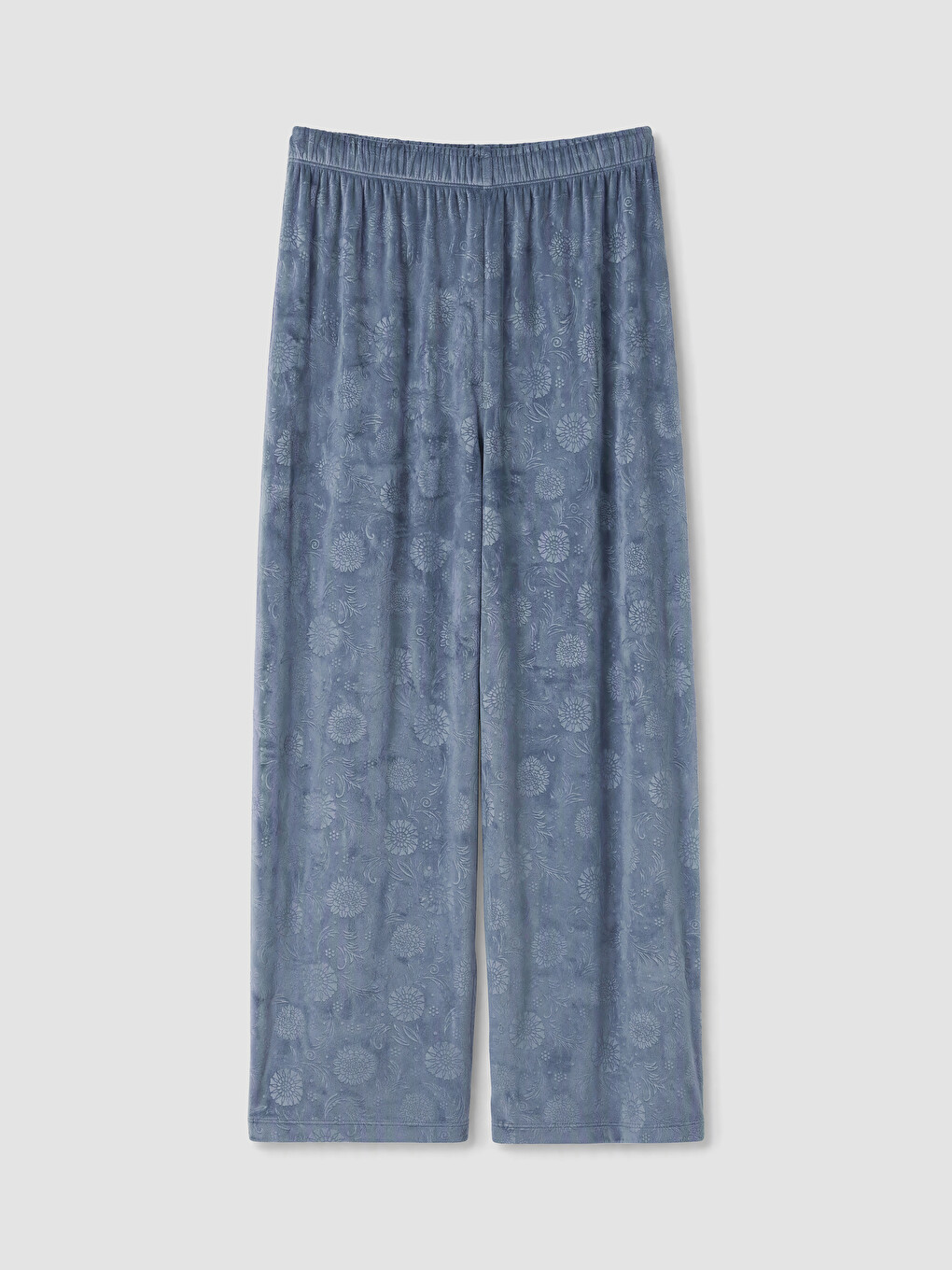 İndigo Gömlek Yaka Kadife Kadın Pijama Takım-8