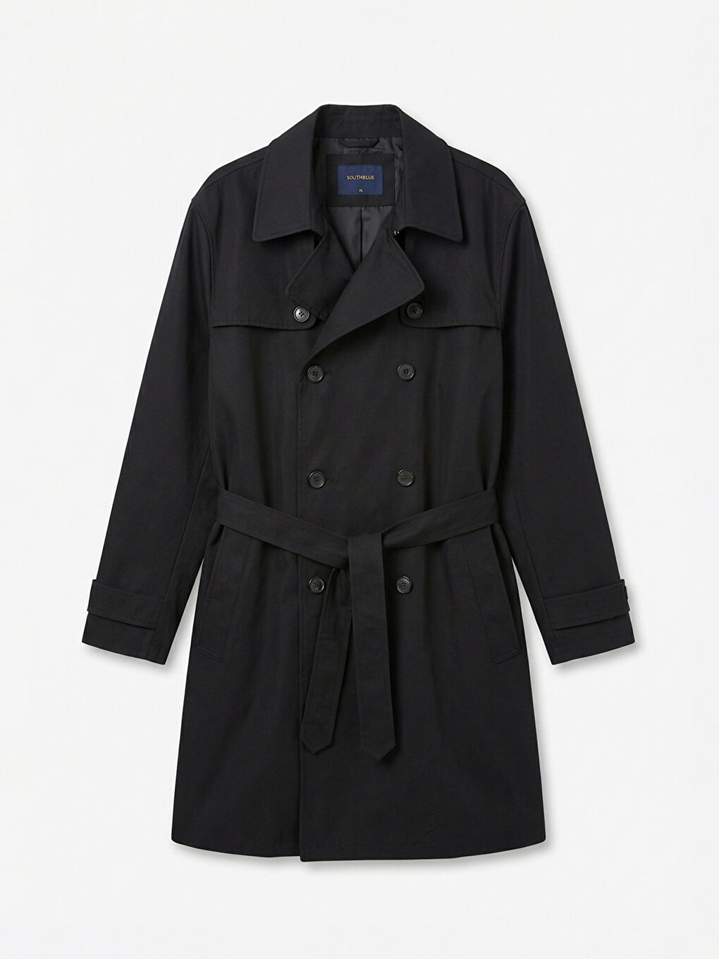 Siyah Standart Kalıp Erkek Trençkot-5