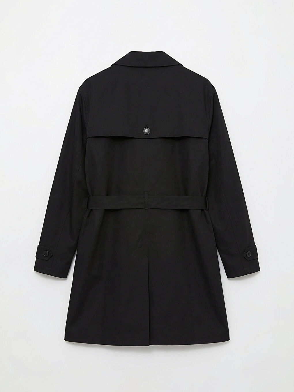 Siyah Standart Kalıp Erkek Trençkot-7