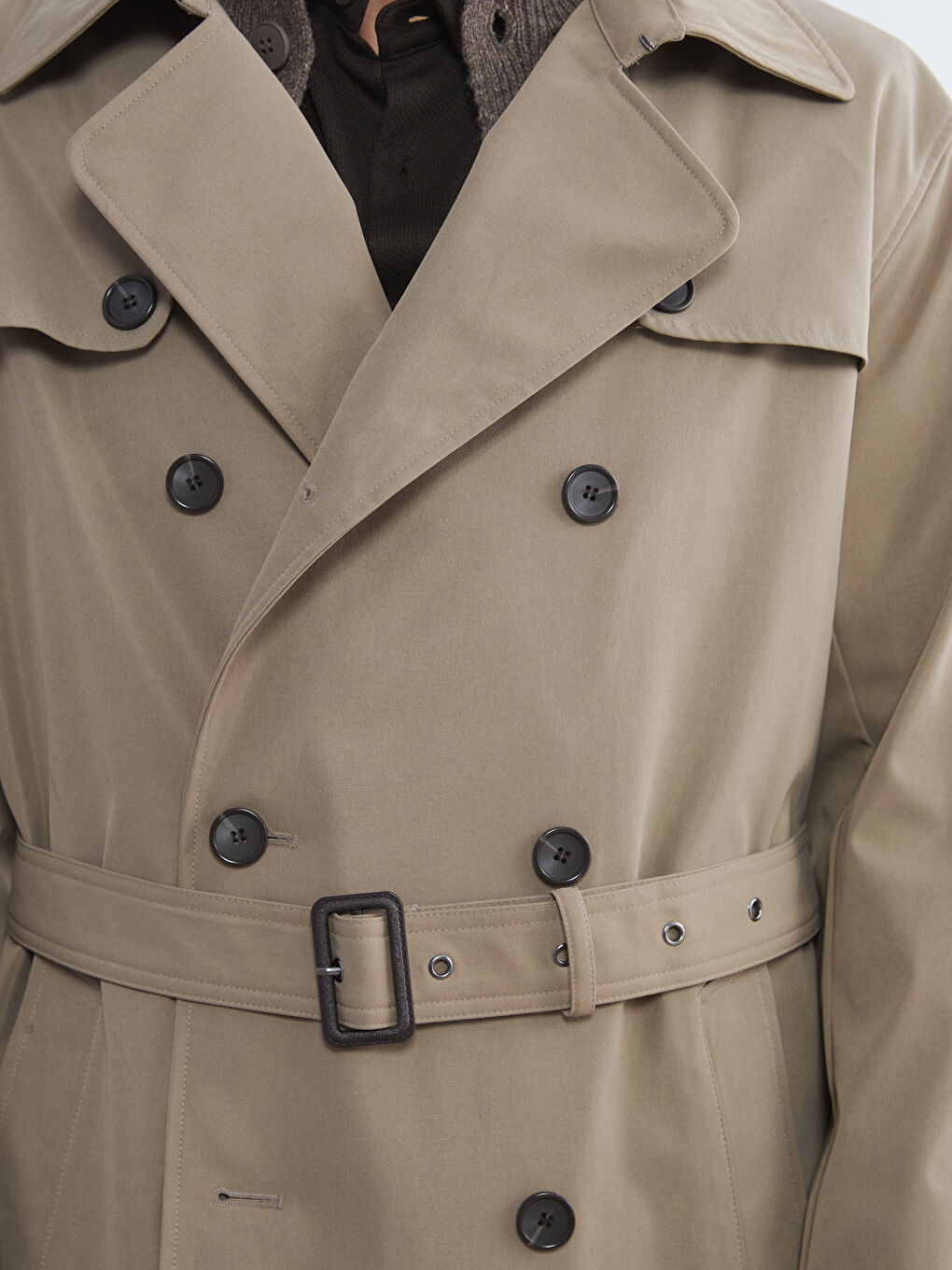 Kahverengi Standart Kalıp Erkek Trençkot-2