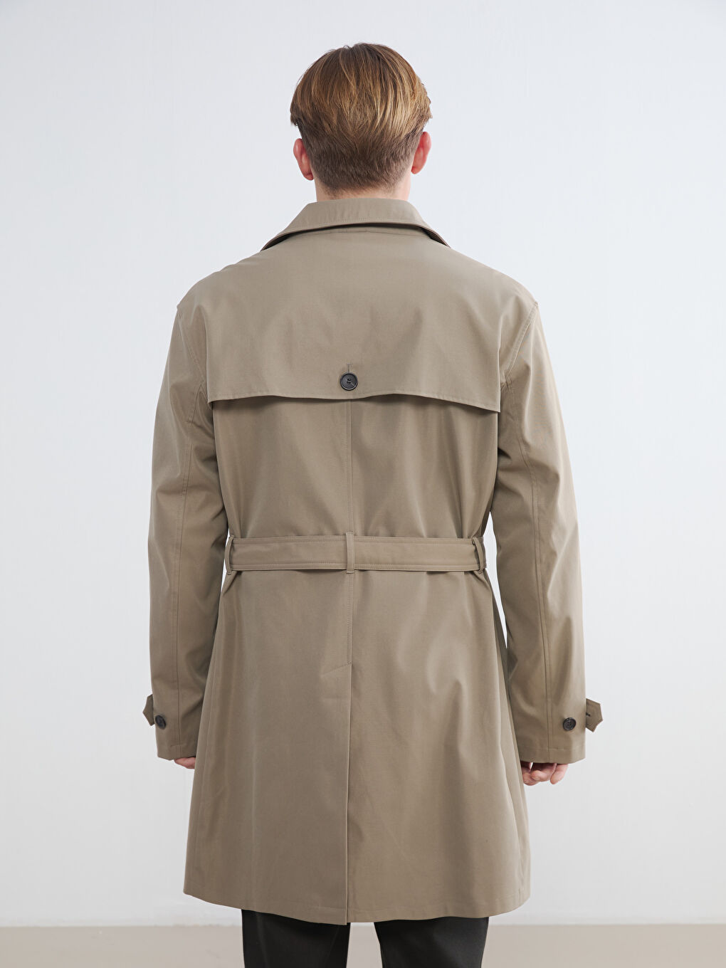 Kahverengi Standart Kalıp Erkek Trençkot-4
