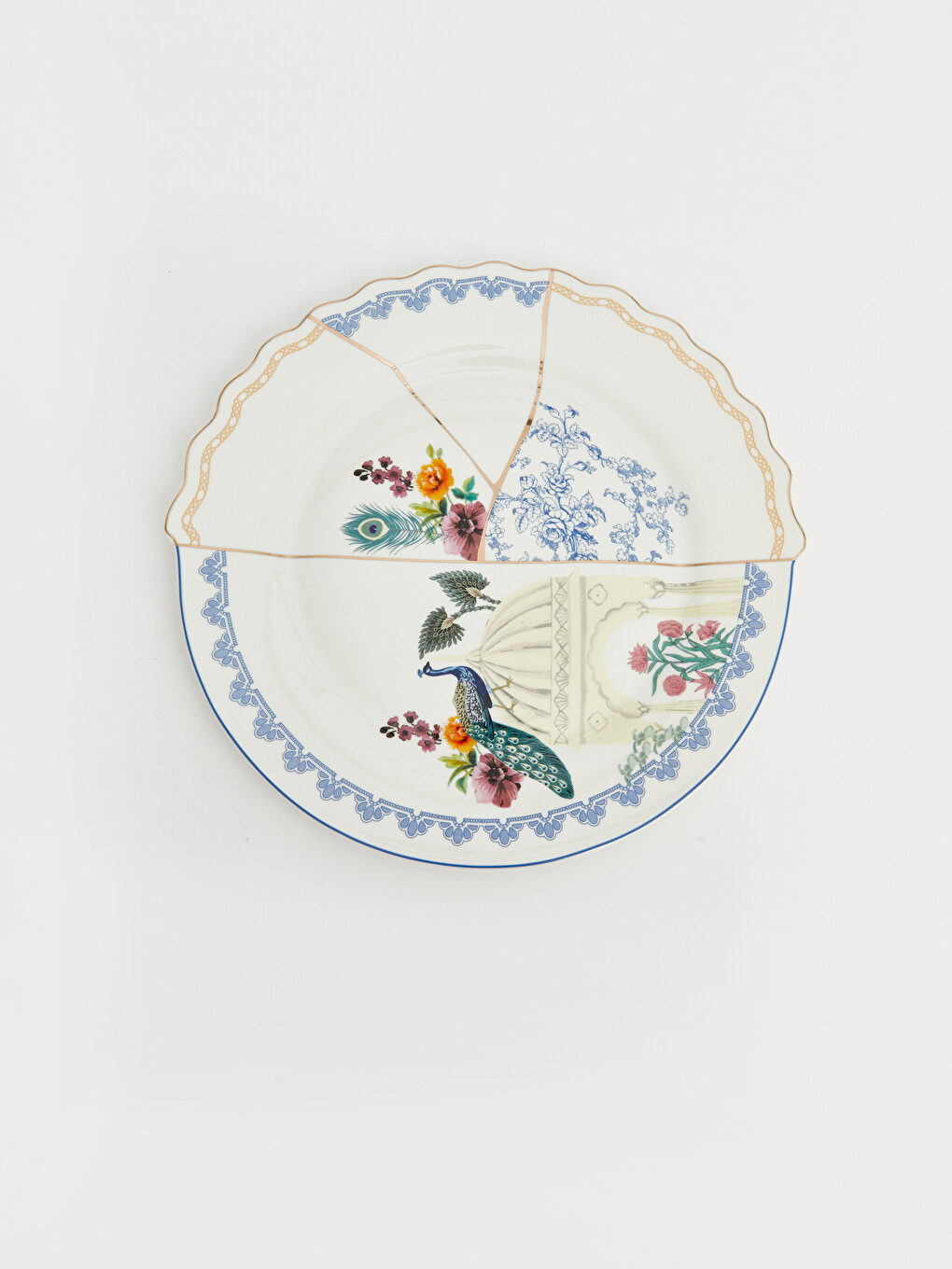 Peacock And Flower Printed Decorative Platter-1