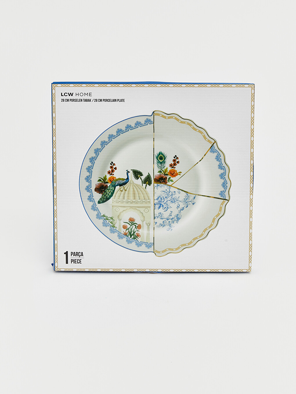 Peacock And Flower Printed Decorative Platter-3