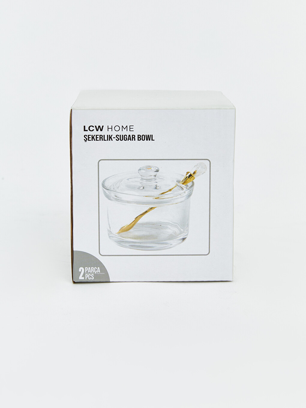 Lidded And Spooned Glass Sugar Bowl-3