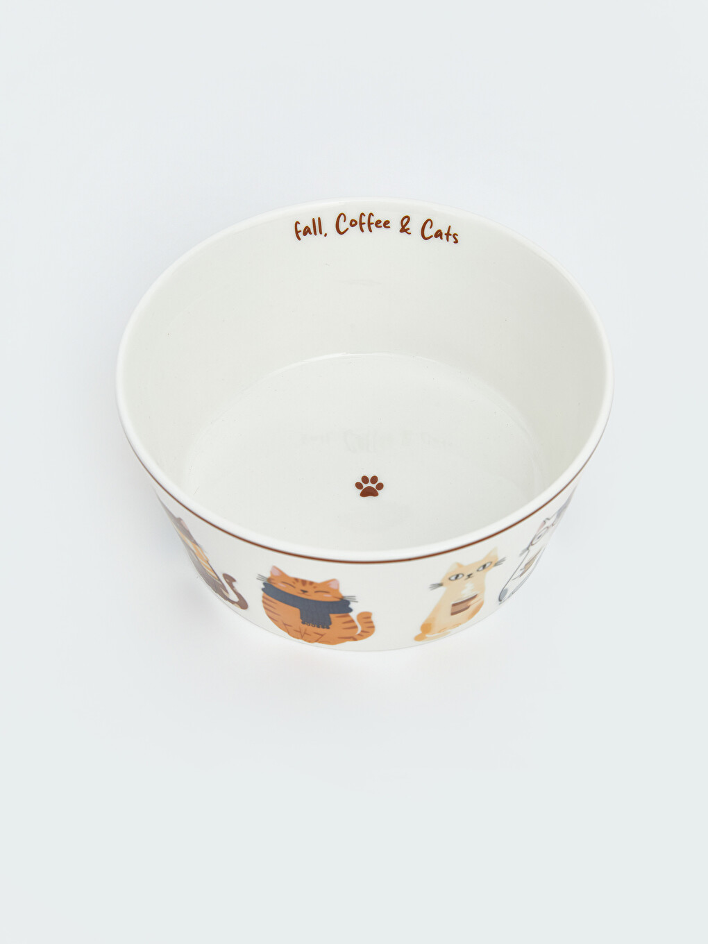 Round Formed Cat Printed Slogan Porcelain Bowl-3
