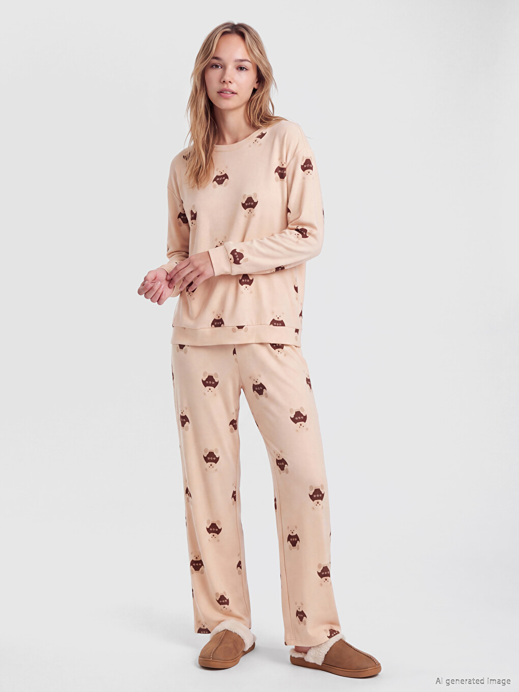 Gemustertes Damen-polar-pyjama-set-1