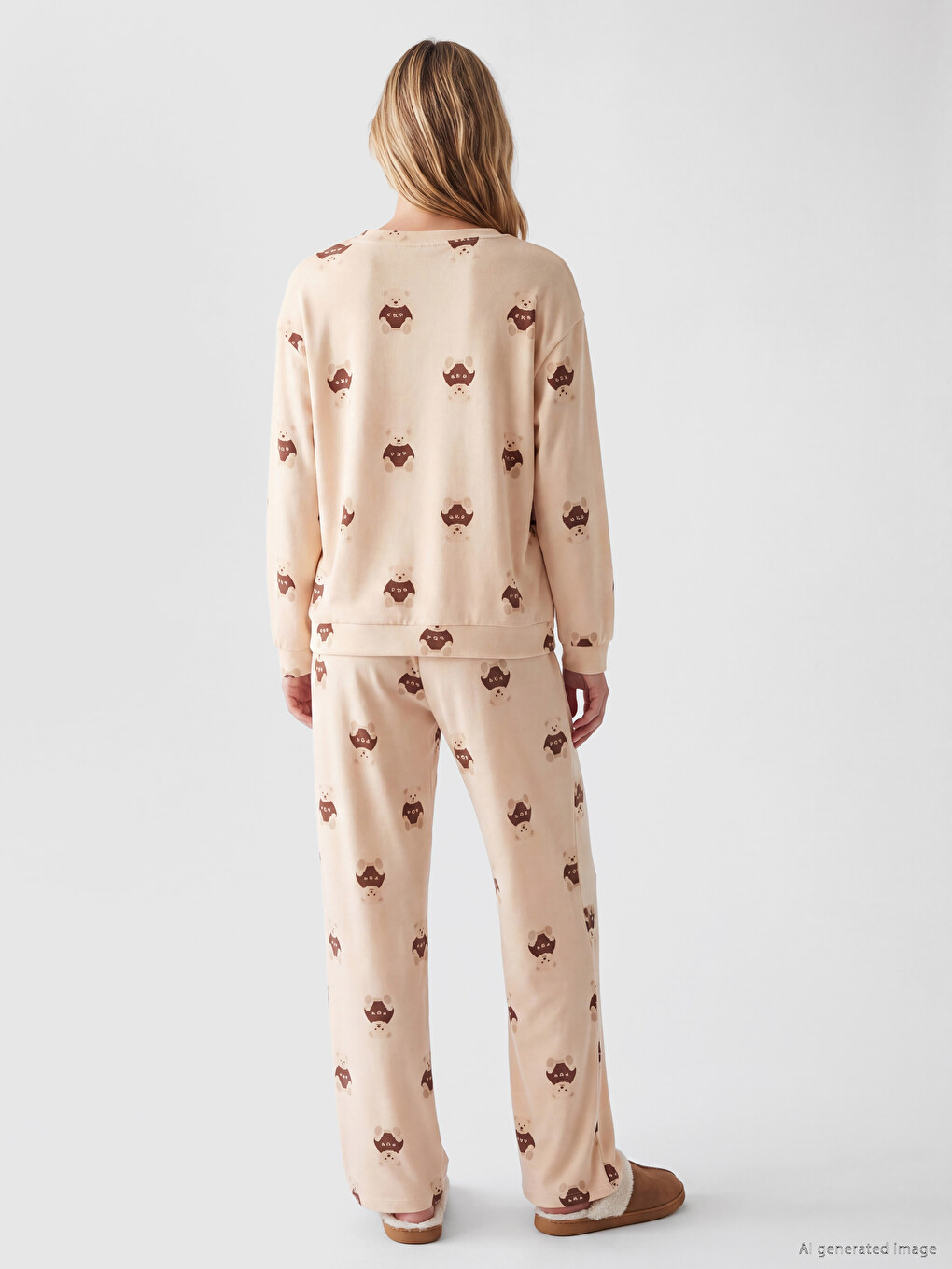 Gemustertes Damen-polar-pyjama-set-2