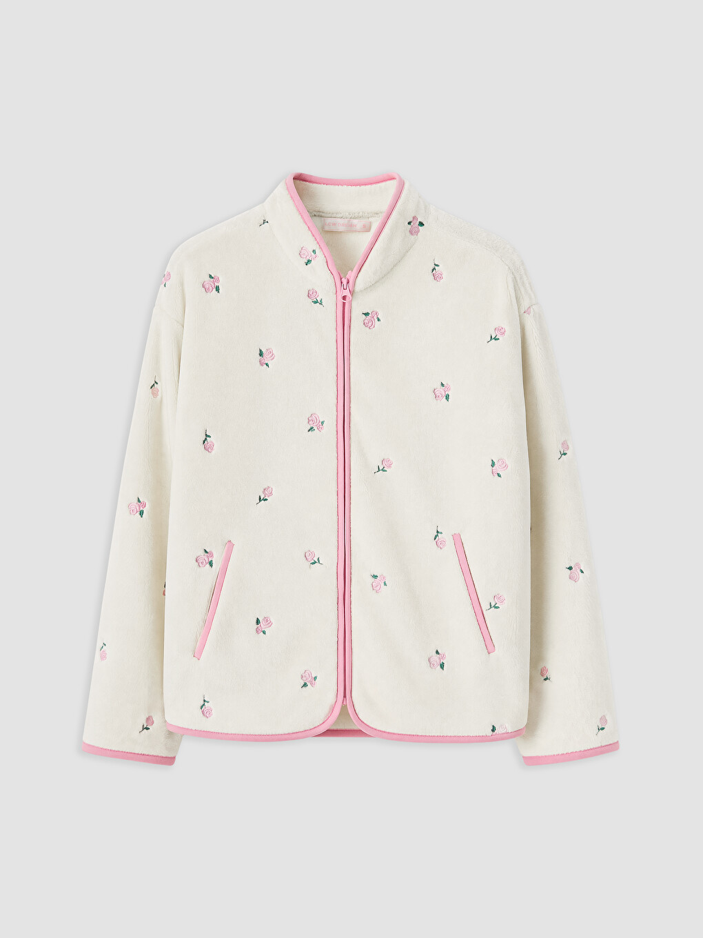 Mock Neck Embroidered Women's Plush Pyjamas Top-4