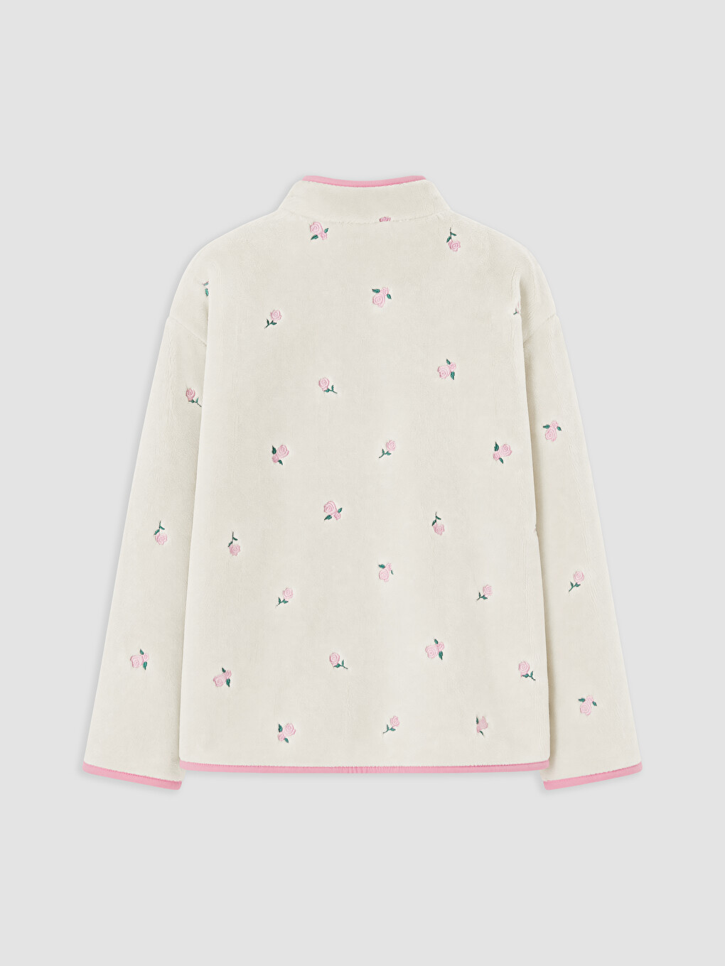 Mock Neck Embroidered Women's Plush Pyjamas Top-5