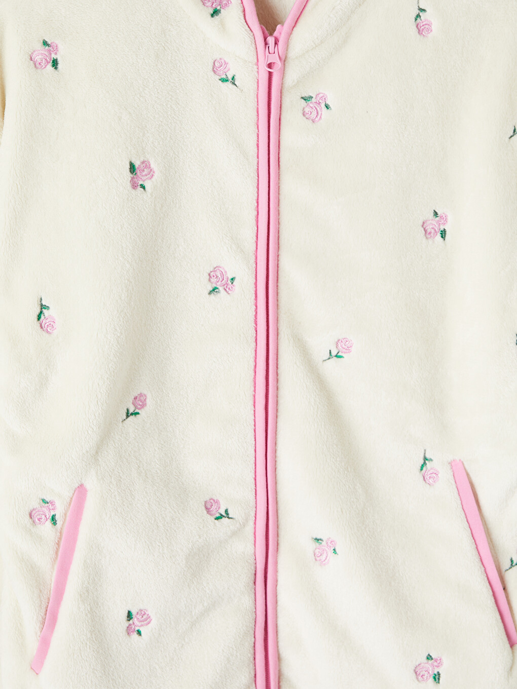 Mock Neck Embroidered Women's Plush Pyjamas Top-6