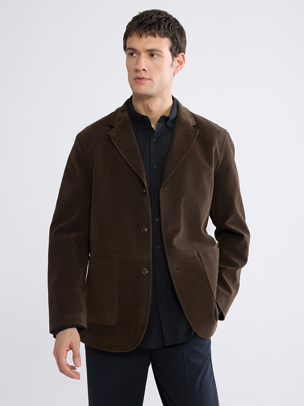 Kahverengi Standart Kalıp  Erkek Blazer Ceket-1