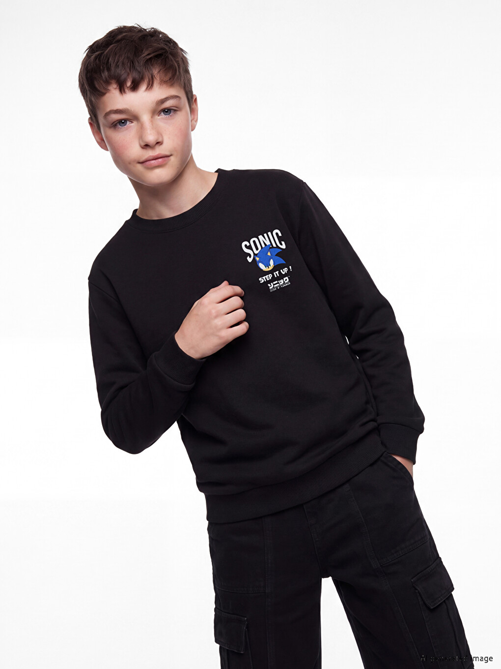 Sonic Printed Boys' Thick Sweatshirt-1