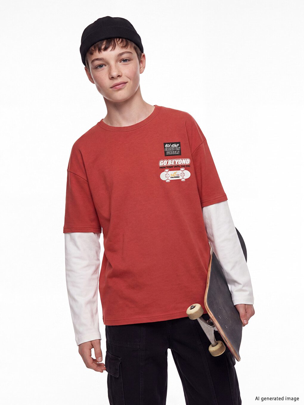 Crew Neck Printed Boys' T-shirt-1