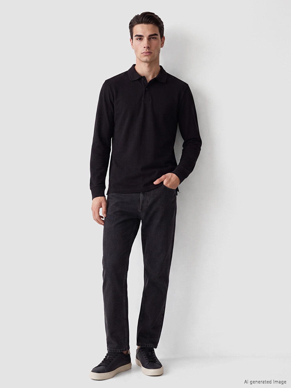 Polo Collar Pique Men's T-shirt-1