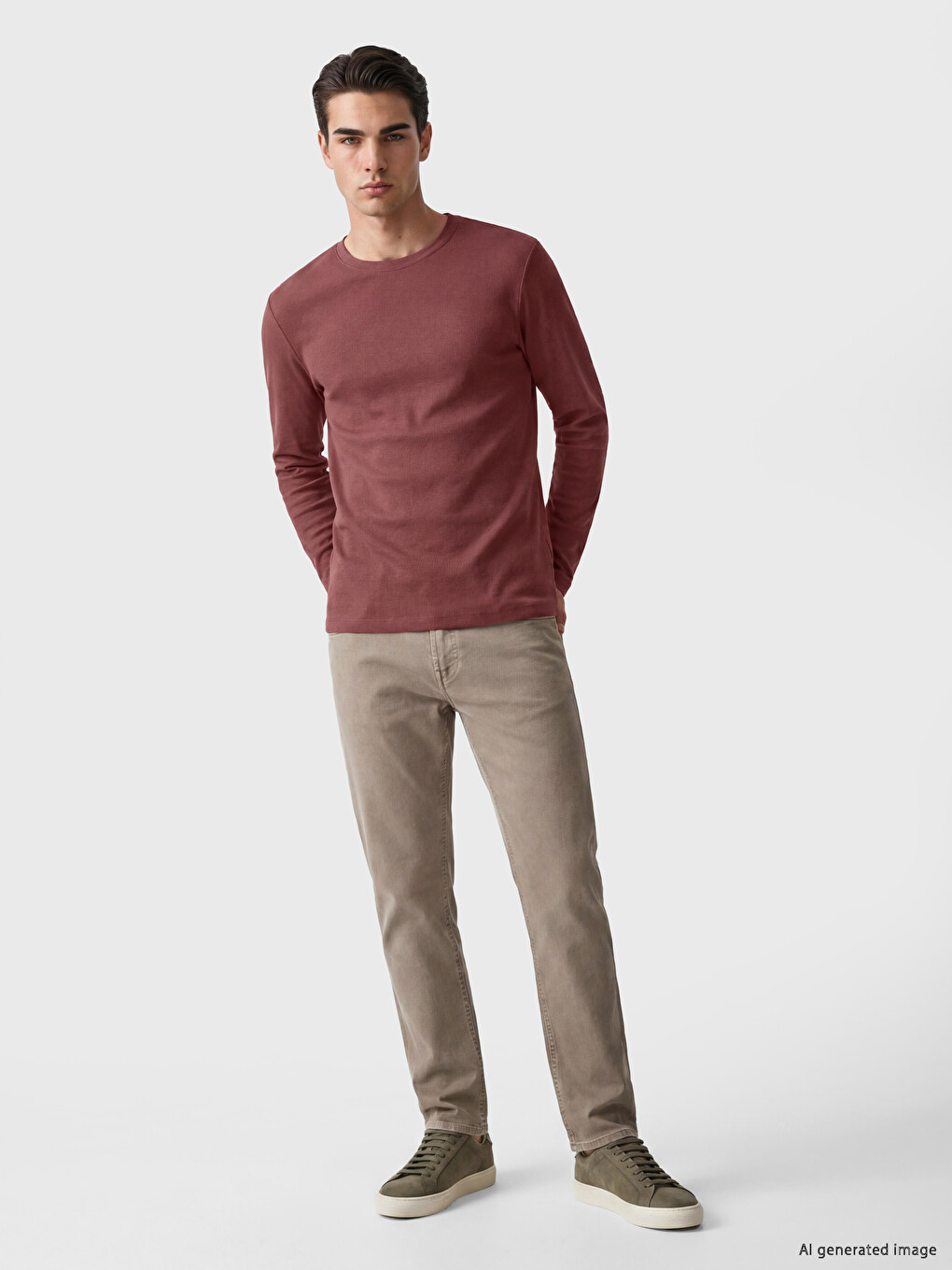 Crew Neck Long Sleeve Men's T-shirt-1
