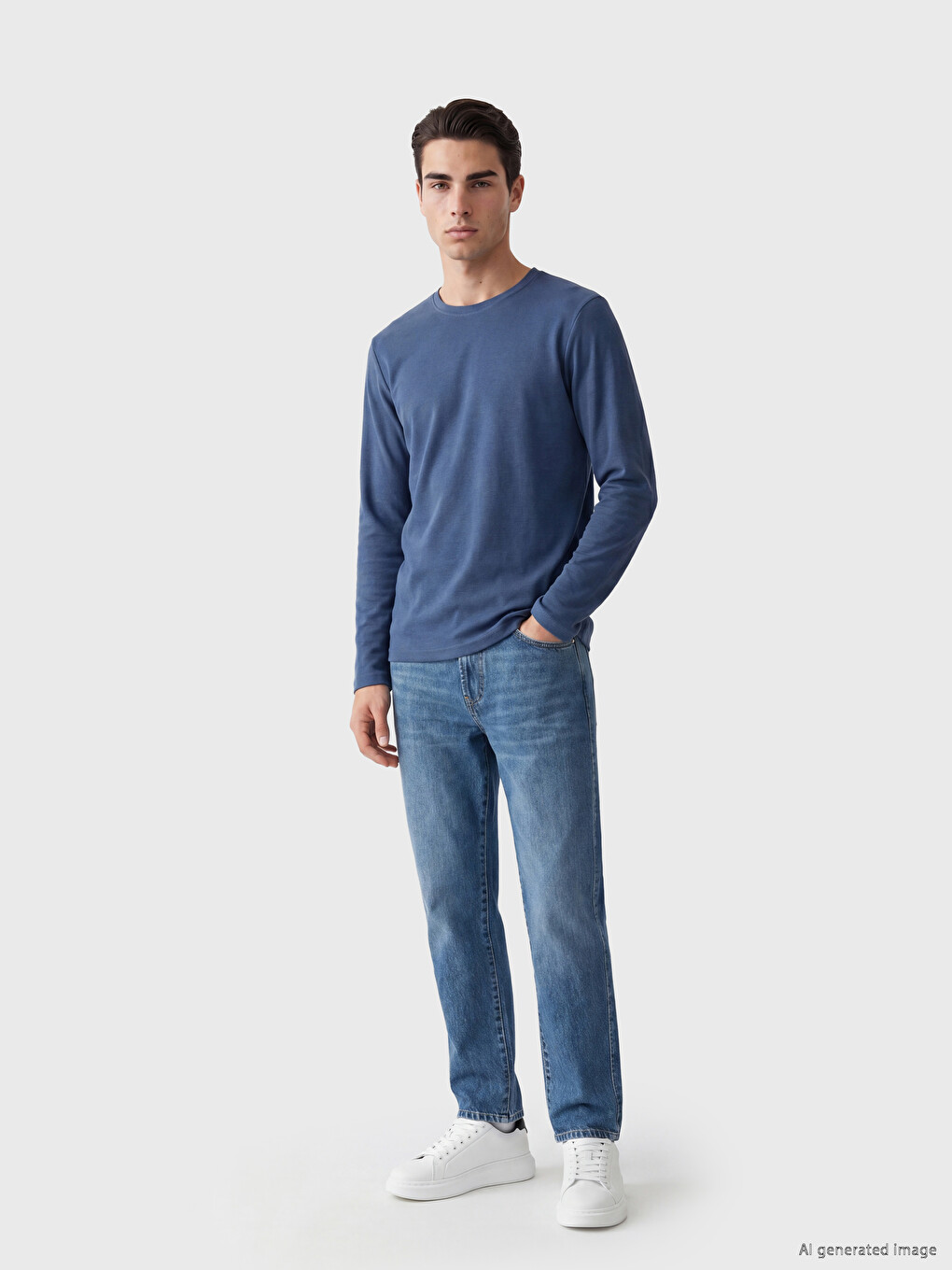 T-shirt À Manches Longues À Col Rond Pour Homme-1