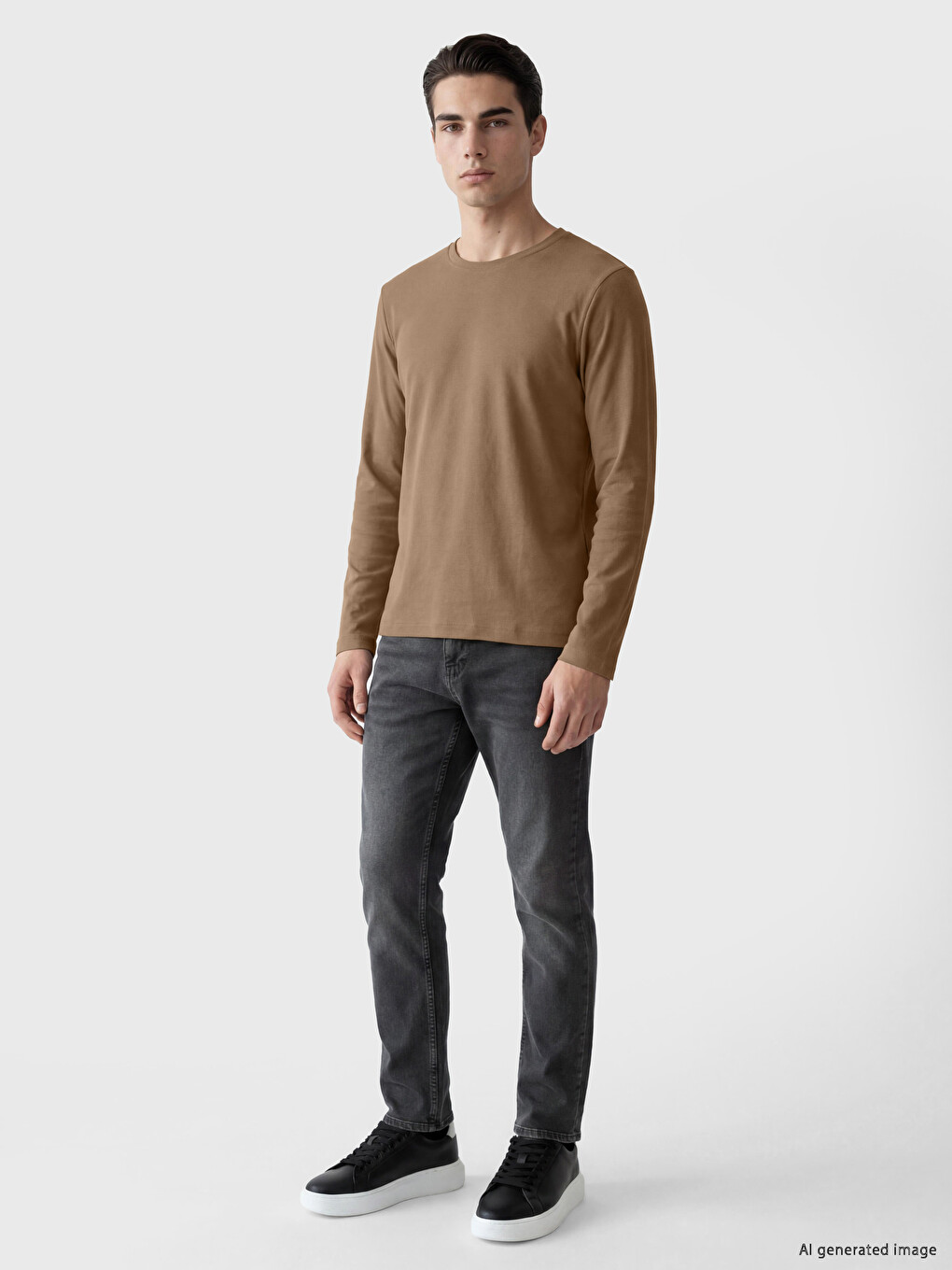 Crew Neck Long Sleeve Men's T-shirt-1