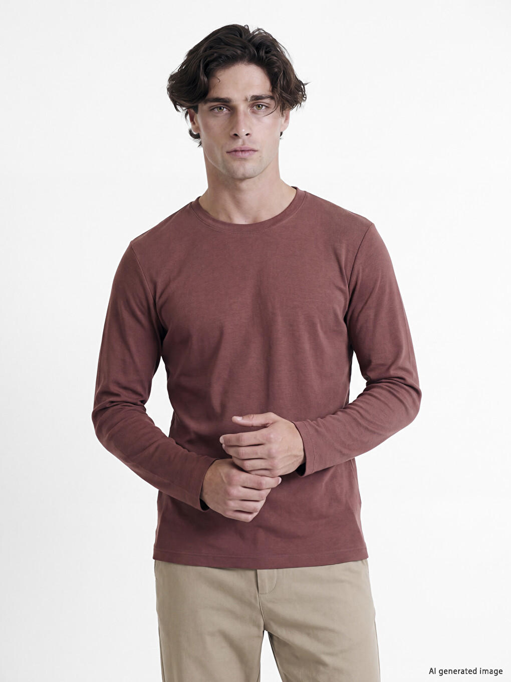 T-shirt Me Jakë Të Rrumbullakët Me Mëngë Të Gjata Për Burra