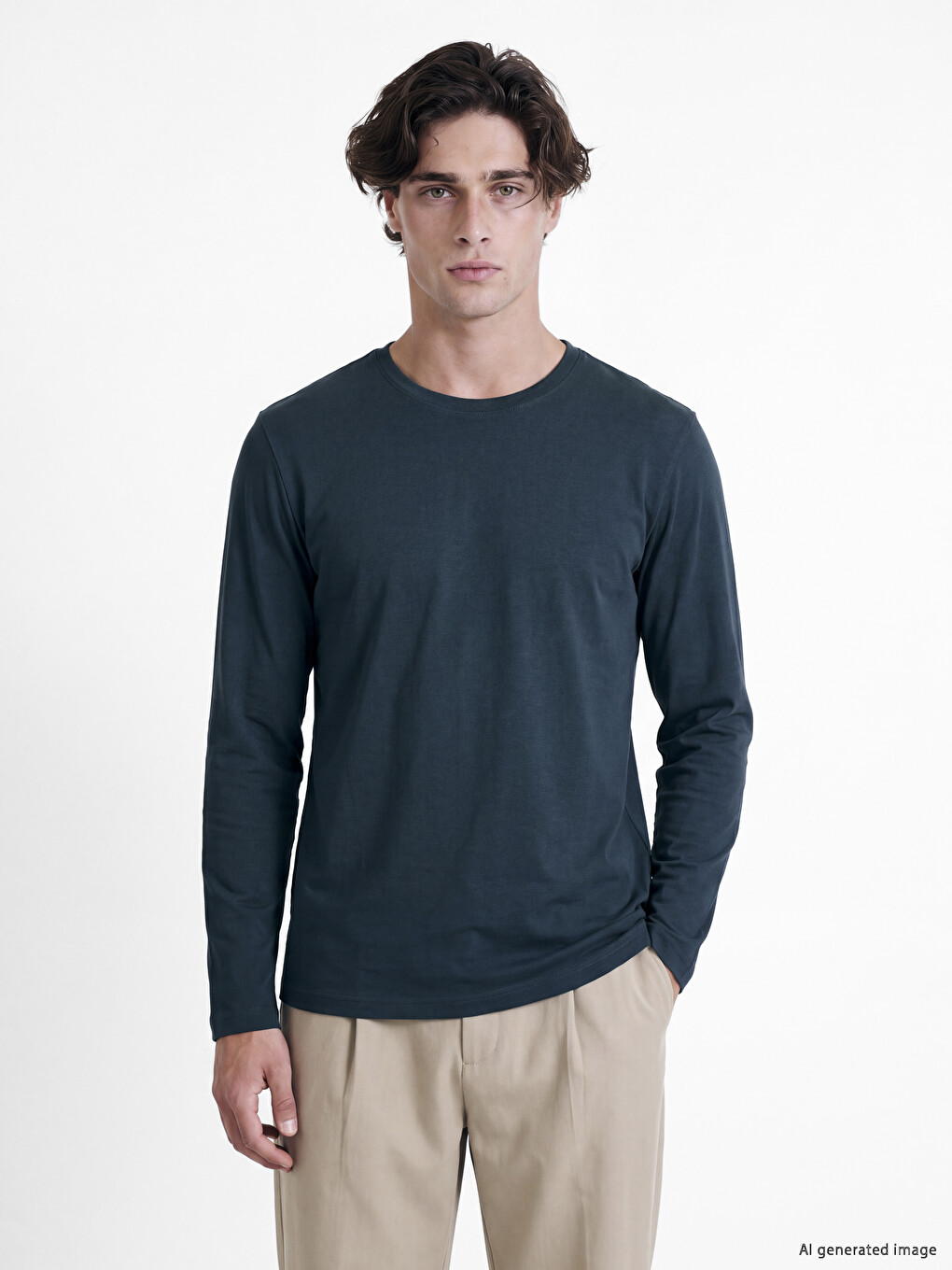 Crew Neck Long Sleeve Men's T-shirt