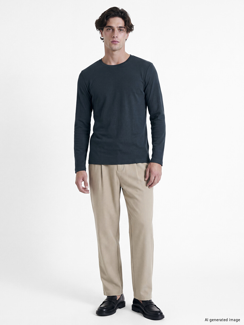 Crew Neck Long Sleeve Men's T-shirt-1