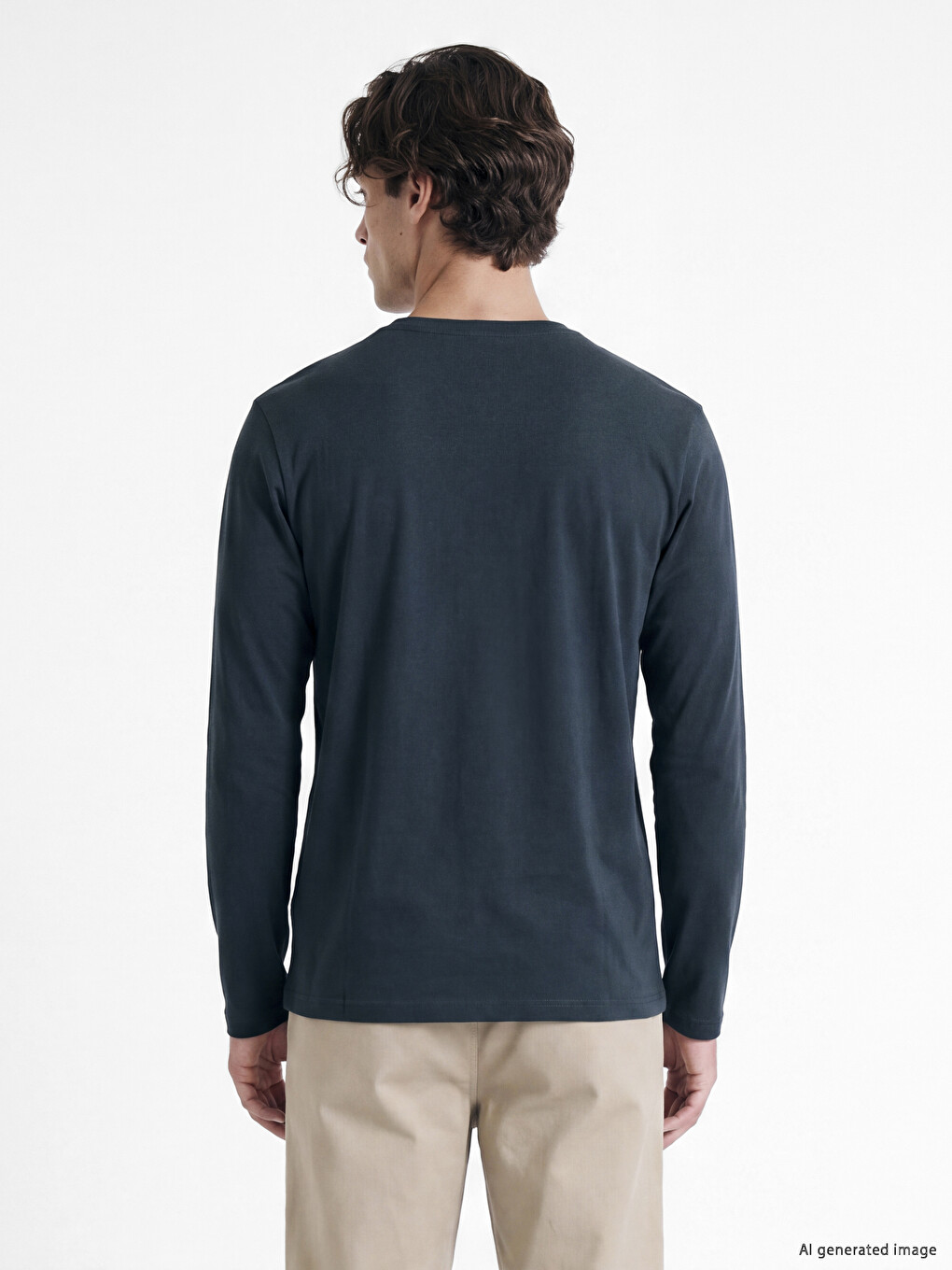 Crew Neck Long Sleeve Men's T-shirt-3