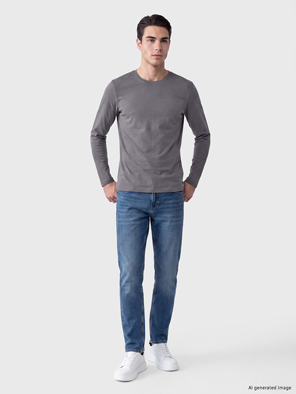 Crew Neck Long Sleeve Men's T-shirt-1