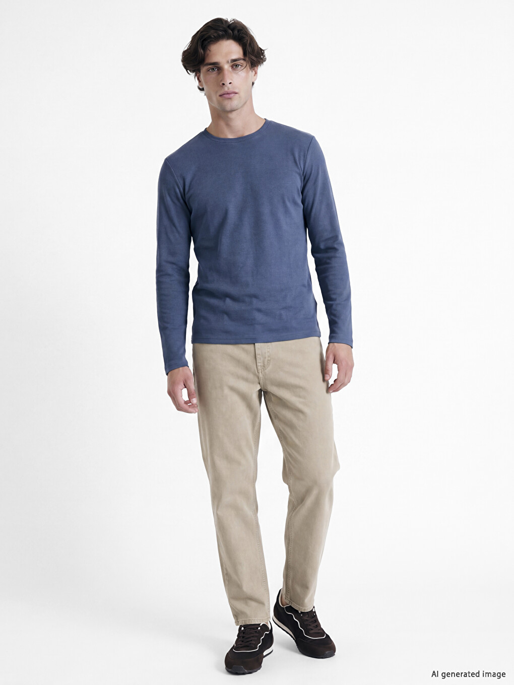 T-shirt À Manches Longues À Col Rond Pour Homme-1