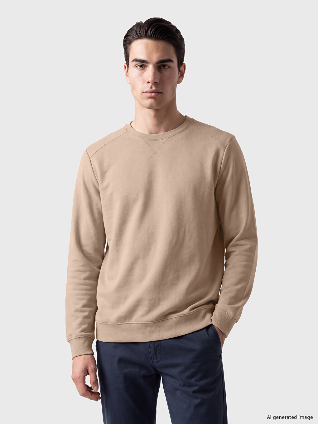Man Beige Sweatshirt