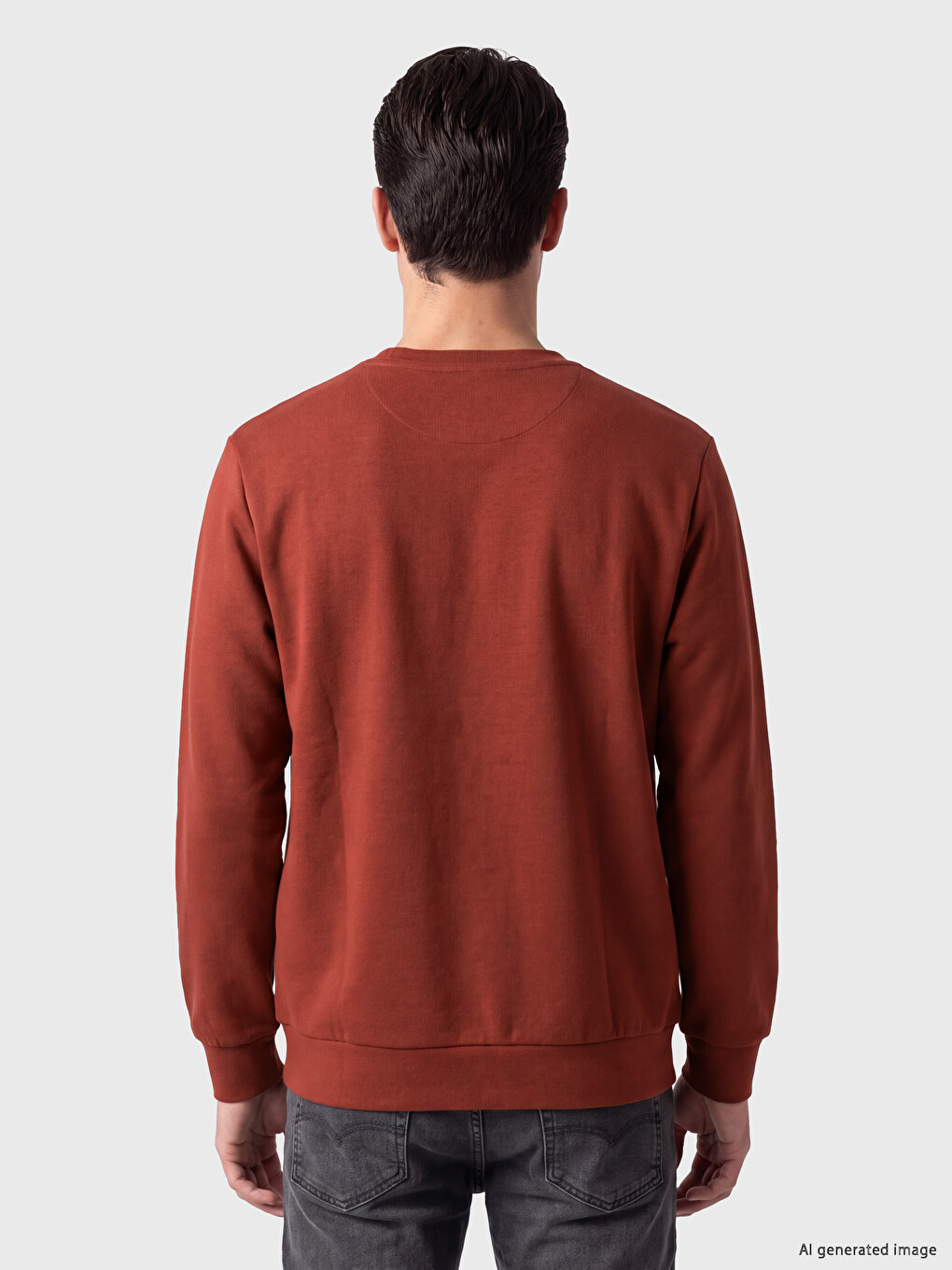 Mashkull Ngjyre Kafe Sweatshirt-2