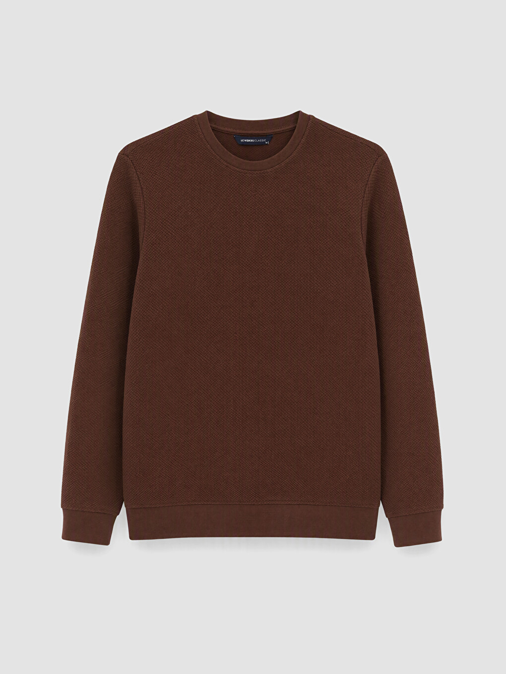 Kahverengi Bisiklet Yaka Erkek Sweatshirt