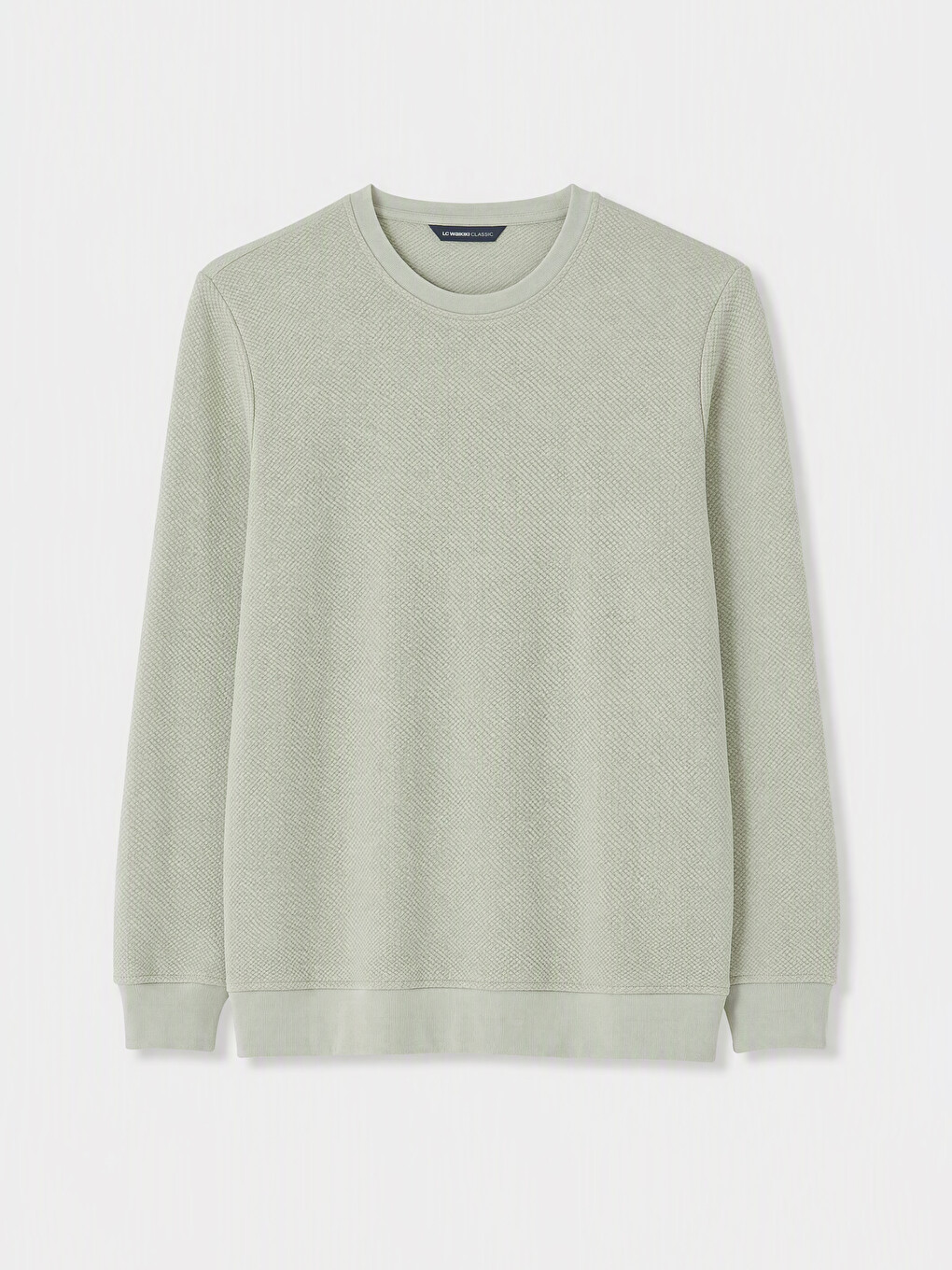 Yeşil Bisiklet Yaka Erkek Sweatshirt-4