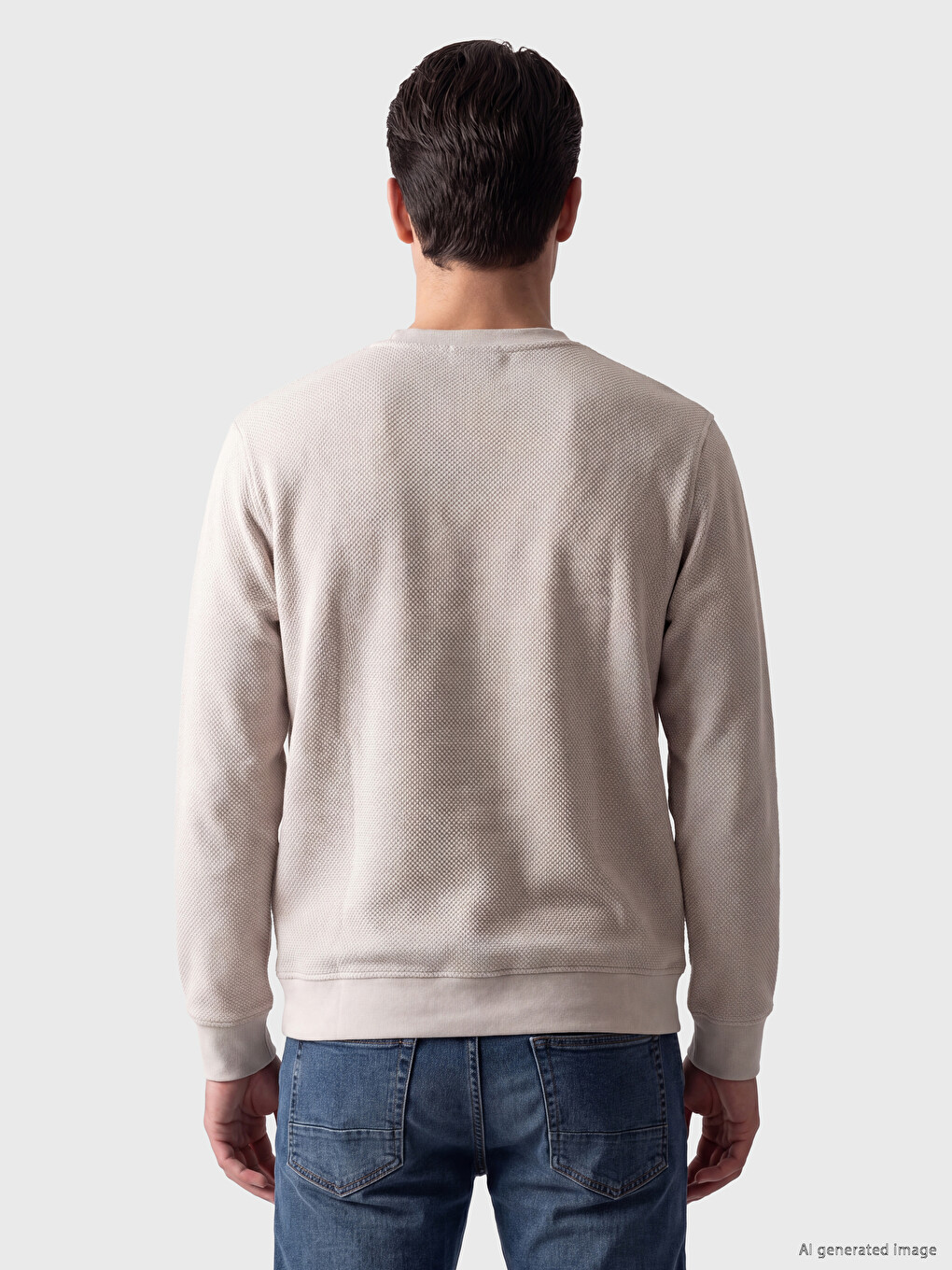 Gri Bisiklet Yaka Erkek Sweatshirt-2